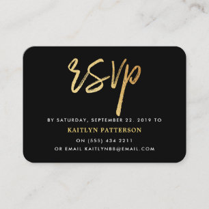 Modern guld folie script RSVP Tilläggskort