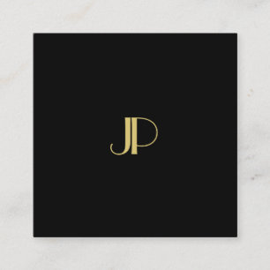 Modern Guld för monogram för Trendig Elegant Fyrkantigt Visitkort