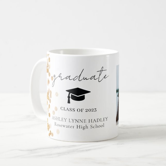 Modern Guld Foto Examensbevis Kaffemugg (Framsida vänster)
