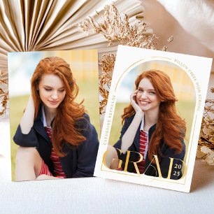 Modern guld foto examensmeddelande inbjudningar