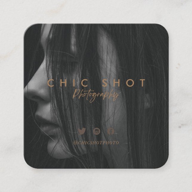 Modern Guld-fotografi Fyrkantigt Visitkort (Framsida)