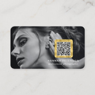 Modern Guld-fotonätverksskannerbar QR-kod Visitkort