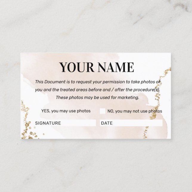 Modern Guld-fototillsättningskort Visitkort (Baksida)