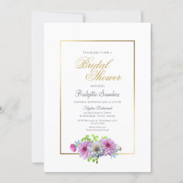 Modern Guld Framed Dahlia Blommigt Möhippa Inbjudningar