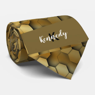 Modern Guld Geometric Anpassningsbar monogram namn Slips