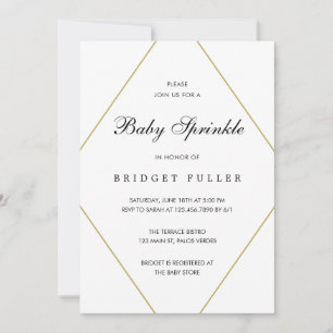 Modern Guld Geometric Gender Neutral Baby Sprinkle Inbjudningar