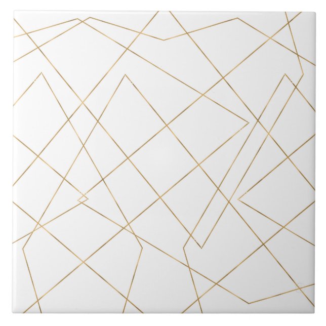 Modern Guld Geometric Strokes Abstract Design Kakelplatta (Framsidan)