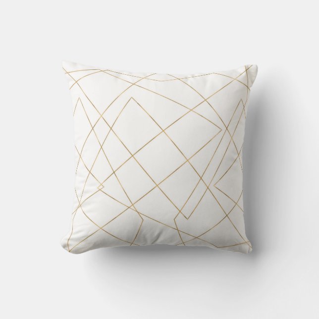 Modern Guld Geometric Strokes Abstract Design Kudde (Framsida)