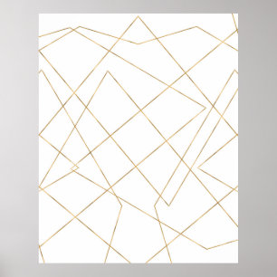 Modern Guld Geometric Strokes Abstract Design Poster