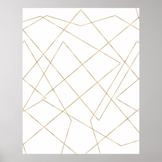 Modern Guld Geometric Strokes Abstract Design Poster (Framsidan)