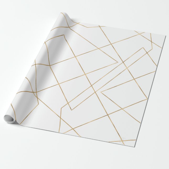 Modern Guld Geometric Strokes Abstract Design Presentpapper (Utrullad)