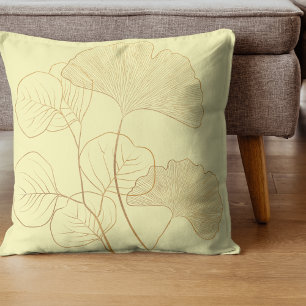 Modern Guld Gingko Löv Kudde