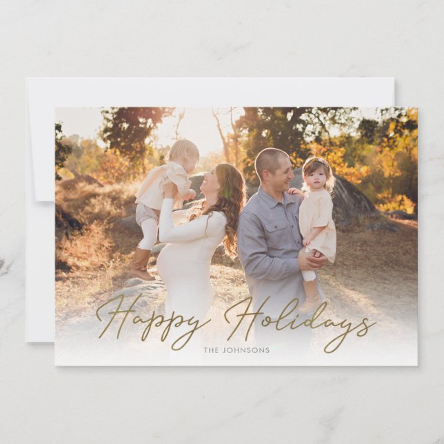 Modern Guld Glad helg Collage Helgdag Card Julkort (Framsida)