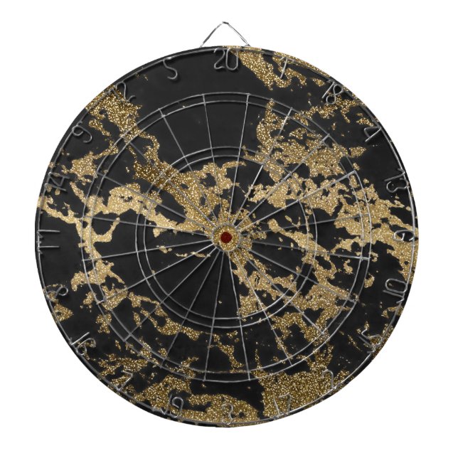 Modern Guld Glitter Black Marble Piltavla (Framsidan)