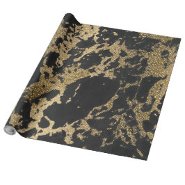Modern Guld Glitter Black Marble Presentpapper