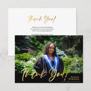 Modern Guld Glitter Calligraphy Photo Studenten Tack Kort
