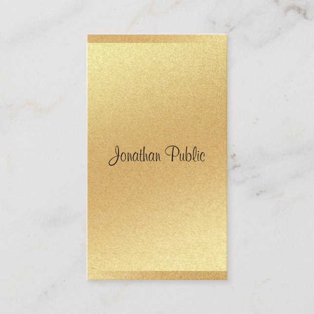 Modern Guld Glitter Chic Hand Script Professionell Visitkort (Framsida)