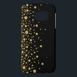 Modern Guld Glitter Circles Black Background Galaxy S5 Skal<br><div class="desc">Moderna glitter-cirklar i guld i olika storlekar i slumpmässig layout över utbytbar svart bakgrund. Den ser fin ut med vit bakgrund.</div>