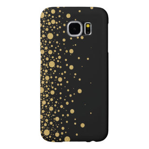 Modern Guld Glitter Circles Black Background Galaxy S5 Fodral
