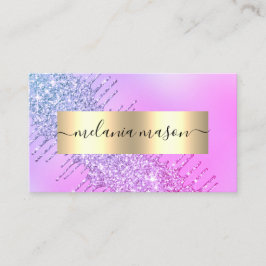 Modern Guld Glitter Drips Makeup Artist Lila Visitkort
