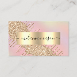 Modern Guld Glitter Drips Makeup Artist Rosa Visitkort