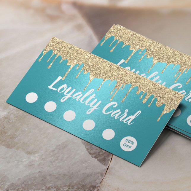 Modern Guld Glitter driver turkos Salon Loyalty Lojalitetskort (Skapare uppladdad)