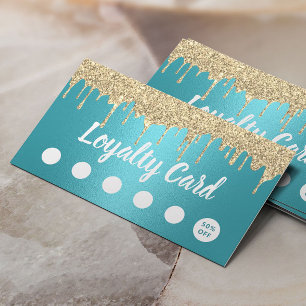 Modern Guld Glitter-drivrutiner Turquise Salon Loy Lojalitetskort