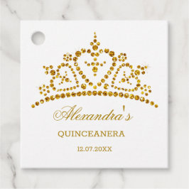 Modern guld glitter, effekttiara Quinceanera Gåvor Etiketter