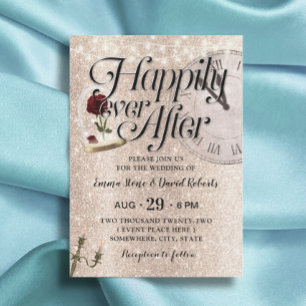 Modern Guld Glitter Fairy Tale Bröllop Ro Dome Inbjudningar