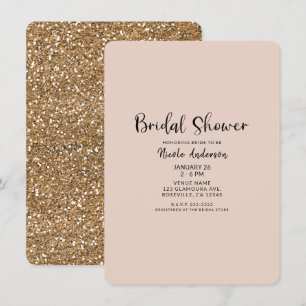 Modern Guld Glitter Glam Bröllopsdusch Inbjudningar