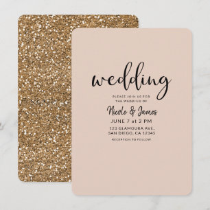 Modern Guld Glitter Glam VALFRI FÄRG Bröllop Inbjudningar