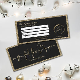 Modern Guld Glitter Heart Gift Certificate