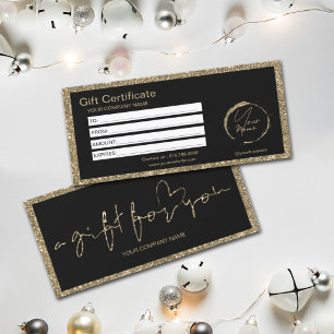 Modern Guld Glitter Heart Gift Certificate