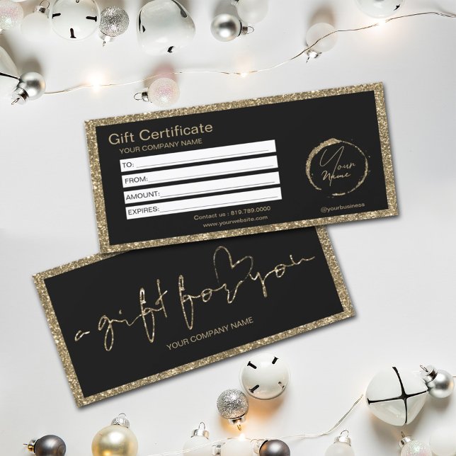 Modern Guld Glitter Heart Gift Certificate (Skapare uppladdad)