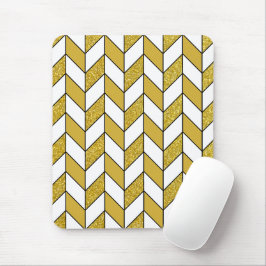 Modern Guld Glitter Herringbone Chevron Musmatta
