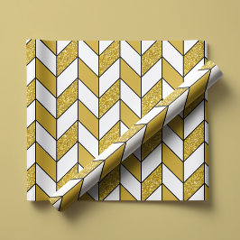 Modern Guld Glitter Herringbone Chevron Presentpapper