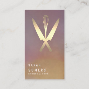 Modern Guld Glitter Knivar och Whisk Bakery Visitkort
