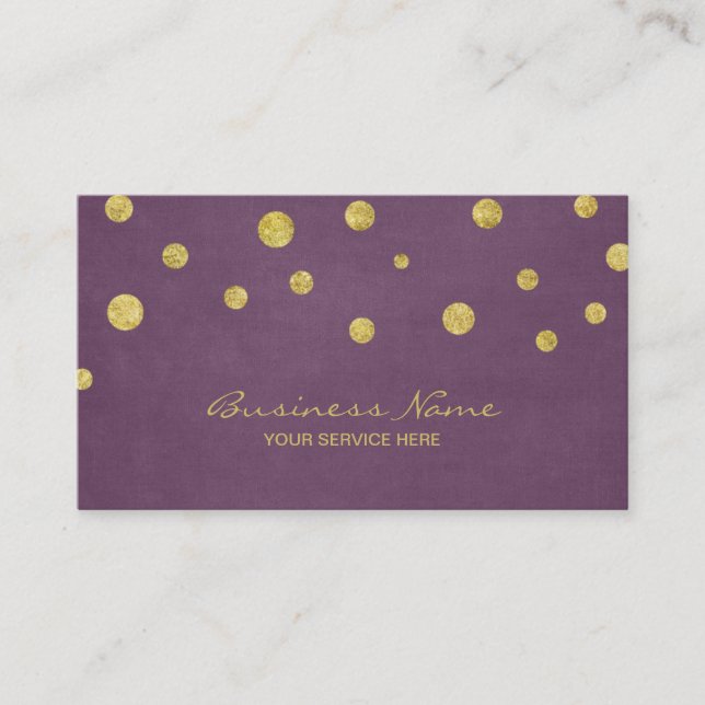 Modern Guld Glitter-konfetti Dots Violet Visitkort (Framsida)