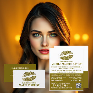 Modern Guld Glitter Läppar, Makeup Artist Advert Reklamblad