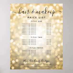 Modern Guld Glitter Ljus Salong Pris Meny  Poster