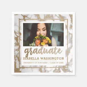 Modern guld- glitter- & marmorfotostudent pappersservett