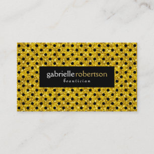 Modern Guld Glitter med svarta polkadoter Mönster Visitkort