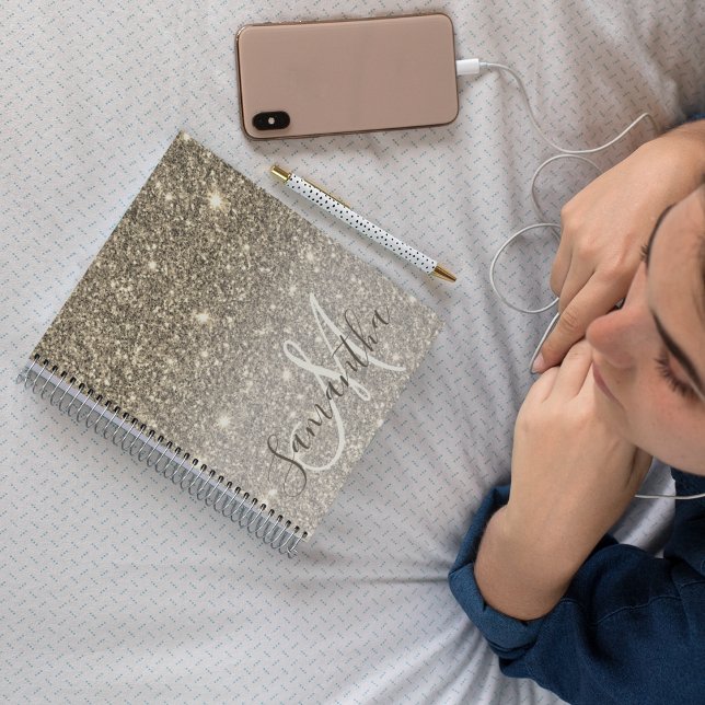 Modern Guld Glitter-miniatyrdiagram Personlig Namn Anteckningsbok (Skapare uppladdad)