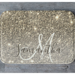Modern Guld Glitter-miniatyrdiagram Personlig Namn Badrumsmatta