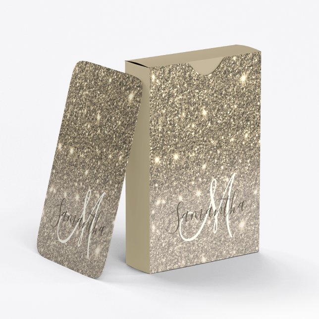 Modern Guld Glitter-miniatyrdiagram Personlig Namn Casinokort (Skapare uppladdad)