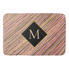 Modern Guld Glitter Monogram Rand Badrumsmatta