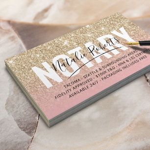 Modern Guld Glitter Namnteckning i Mobile Notary P Visitkort