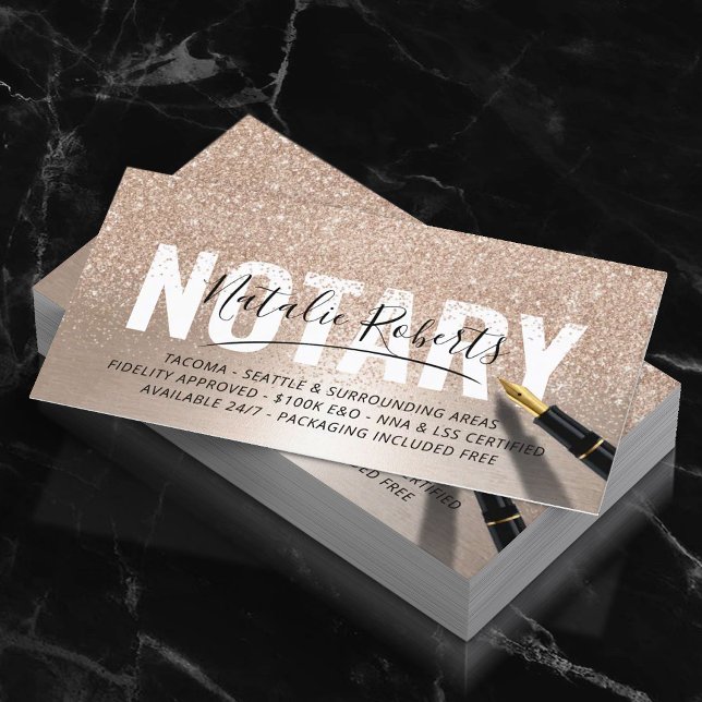 Modern Guld Glitter Namnteckning i Mobile Notary P Visitkort (Skapare uppladdad)