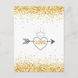 Modern Guld Glitter och Pil True Heart Vykort