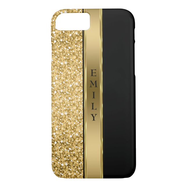Modern Guld Glitter och Rand Case-Mate iPhone Skal (Baksida)